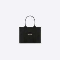 Balenciaga Small Hardware Tote Bag With Strap Canvas In Black