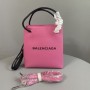 Balenciaga Shopping Phone Holder Grained Leather In Pink